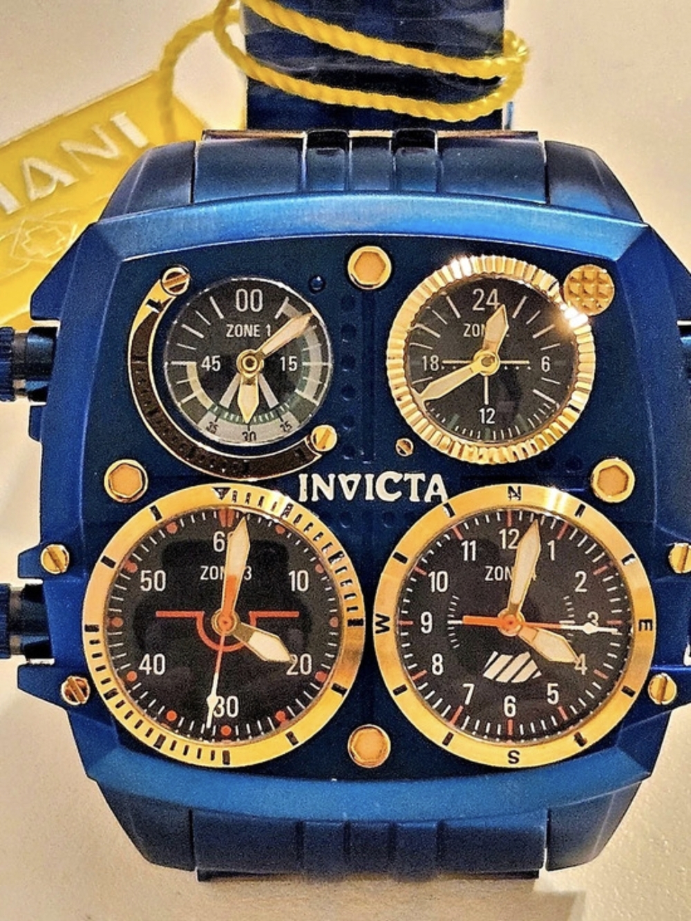 Invicta 2021 Aviator Blue Gold Chronograph Watch NWT